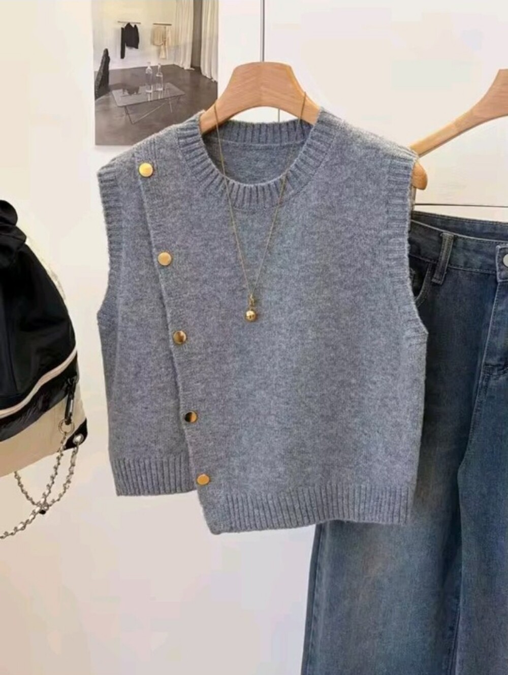 Solid Colour Simple Casual Short Versatile Layered Knitted Vest Sweater